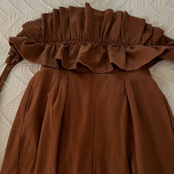 ASTR Ruffle Jumpsuit in Rust - Picture 4 of 5